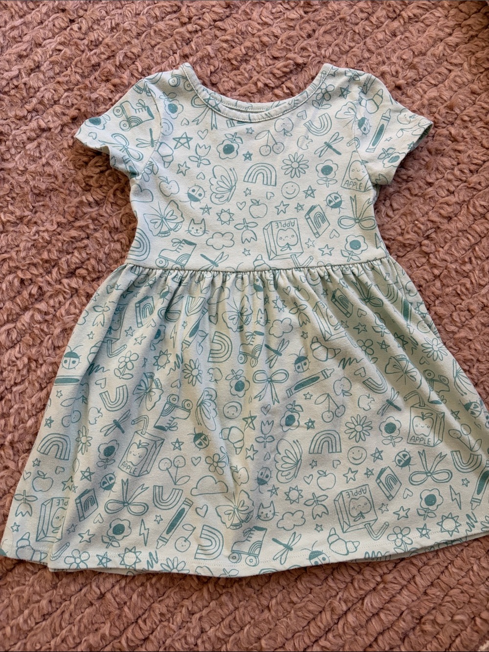 Cat & Jack Light Blue Graphic Print Short Sleeve Dress